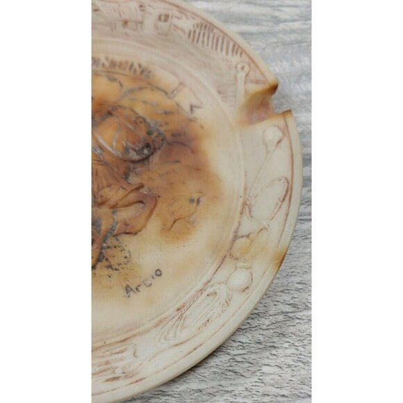 Argentinean Gaucho Horse Scene Beige Ashtray Arbio Man Detailed Rim Vintage - Picture 7 of 10